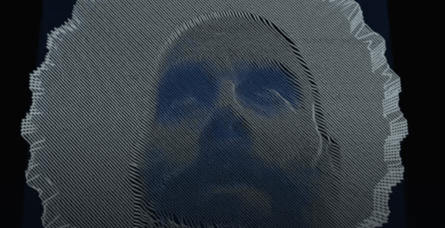 Digital face with scanning artifacts and distortion