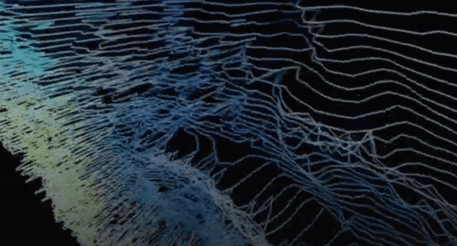 Abstract digital landscape with wave-like distortions