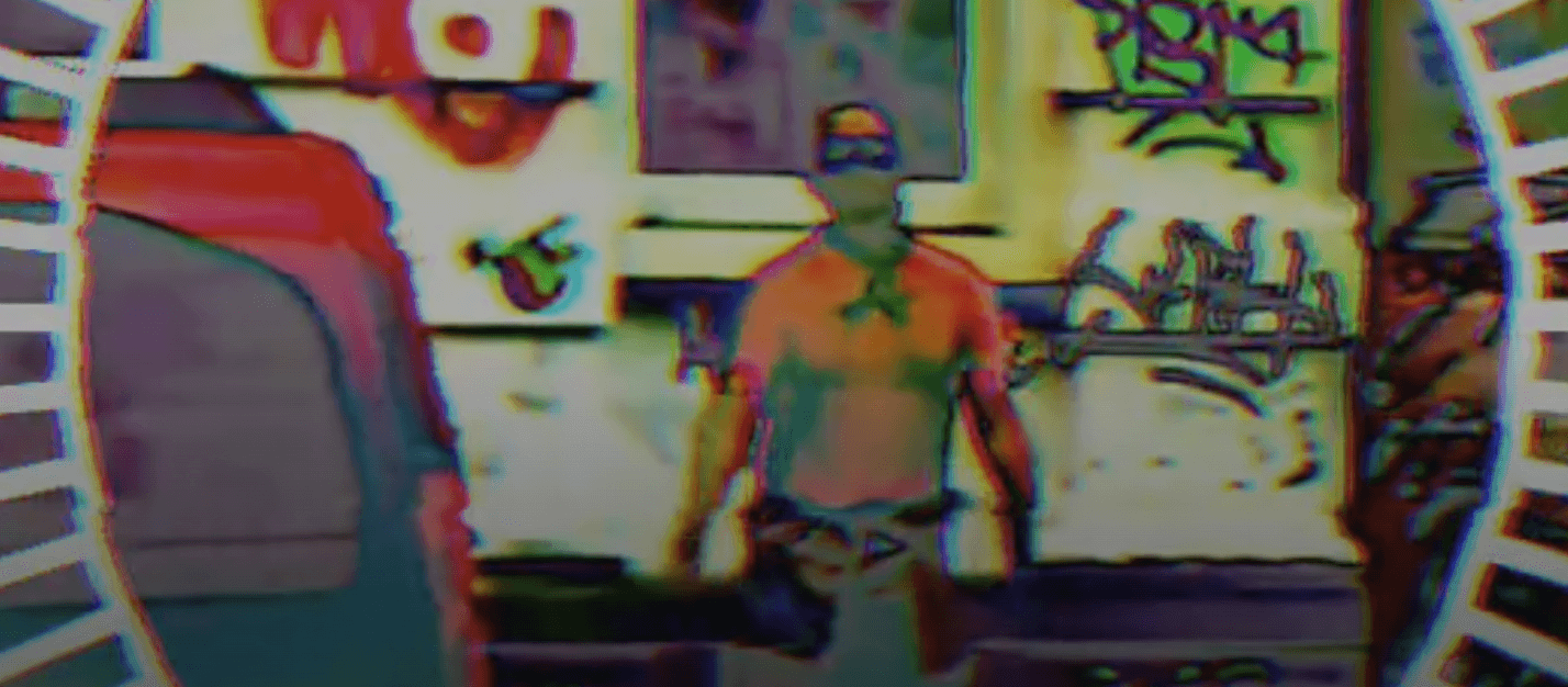 Chromatic aberration video still - figure at the threshold