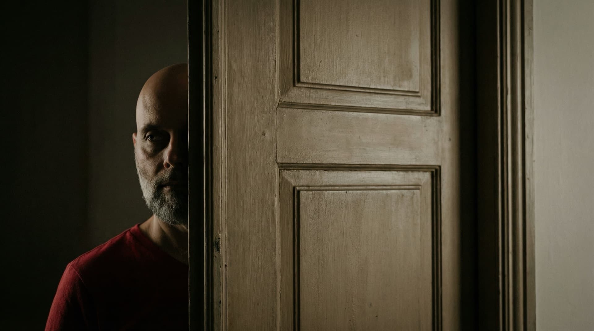 Dimly lit architectural threshold suggesting containment and refusal